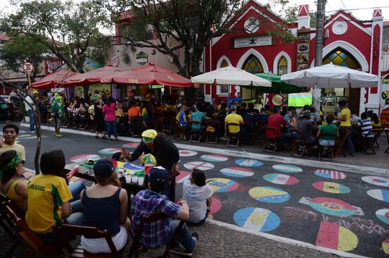 Brazilian fans watch broadcast of Cameroon vs Brazil match