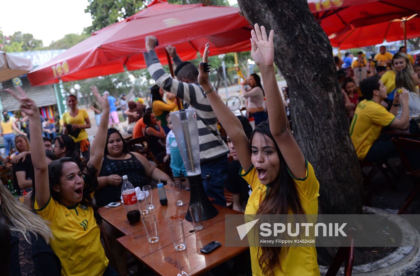 Brazilian fans watch broadcast of Cameroon vs Brazil match