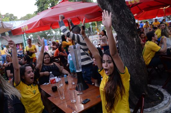 Brazilian fans watch broadcast of Cameroon vs Brazil match