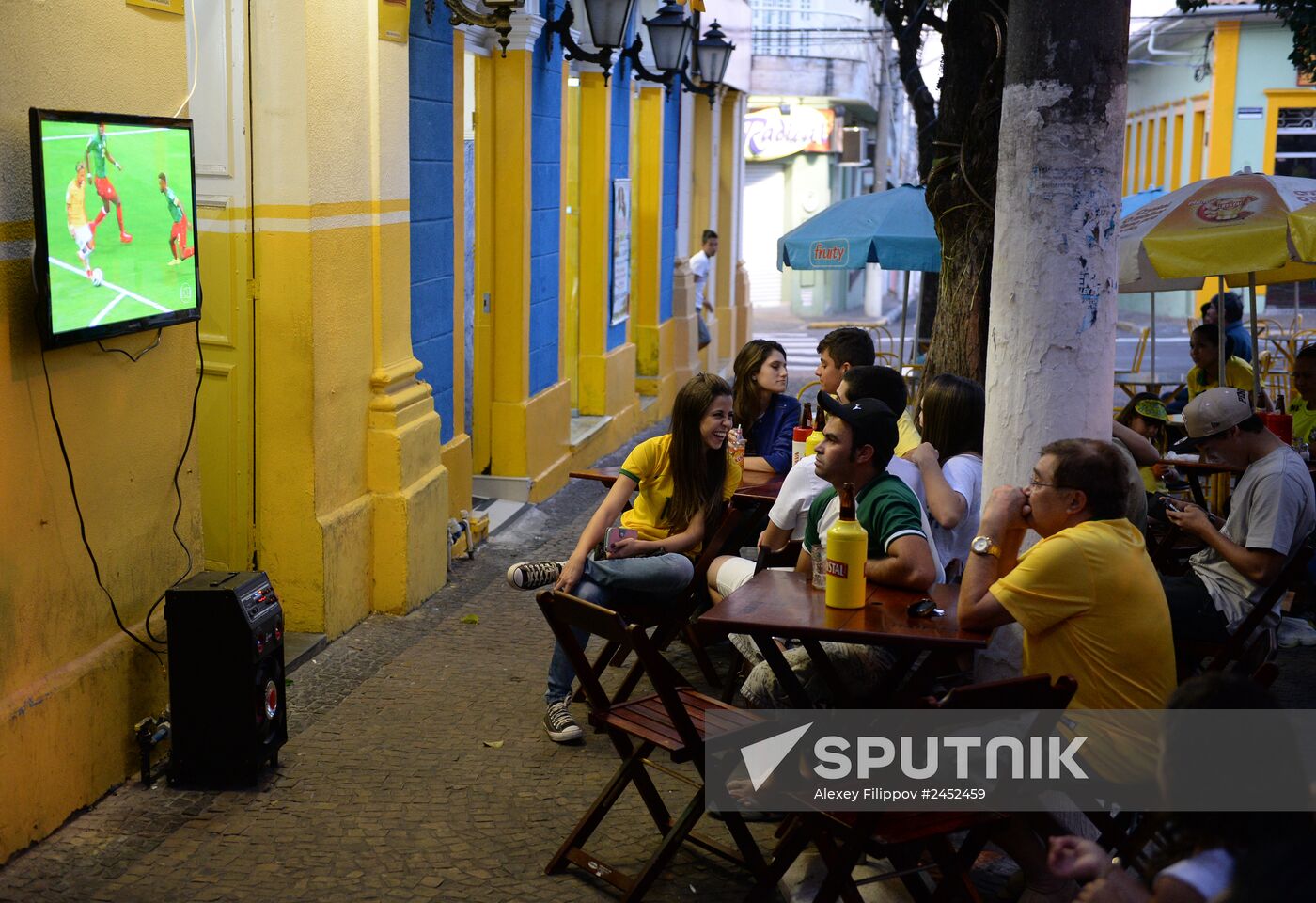 Brazilian fans watch broadcast of Cameroon vs Brazil match