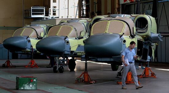 Russia's Deputy Defense Minister Yury Borisov visits Progress Aviation Plant in Arsenyev, the Primorye Territory