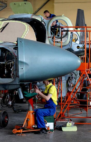 Russia's Deputy Defense Minister Yury Borisov visits Progress Aviation Plant in Arsenyev, the Primorye Territory