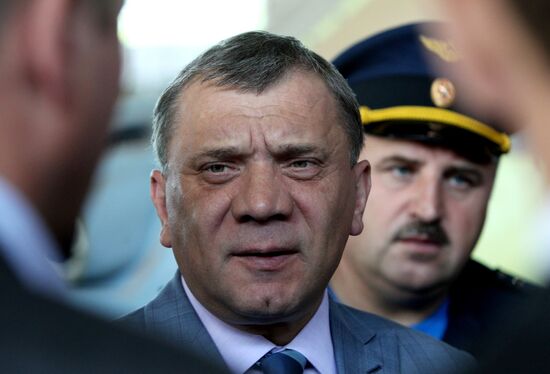 Russia's Deputy Defense Minister Yury Borisov visits Progress Aviation Plant in Arsenyev, the Primorye Territory