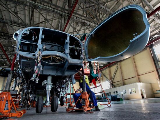 Russia's Deputy Defense Minister Yury Borisov visits Progress Aviation Plant in Arsenyev, the Primorye Territory