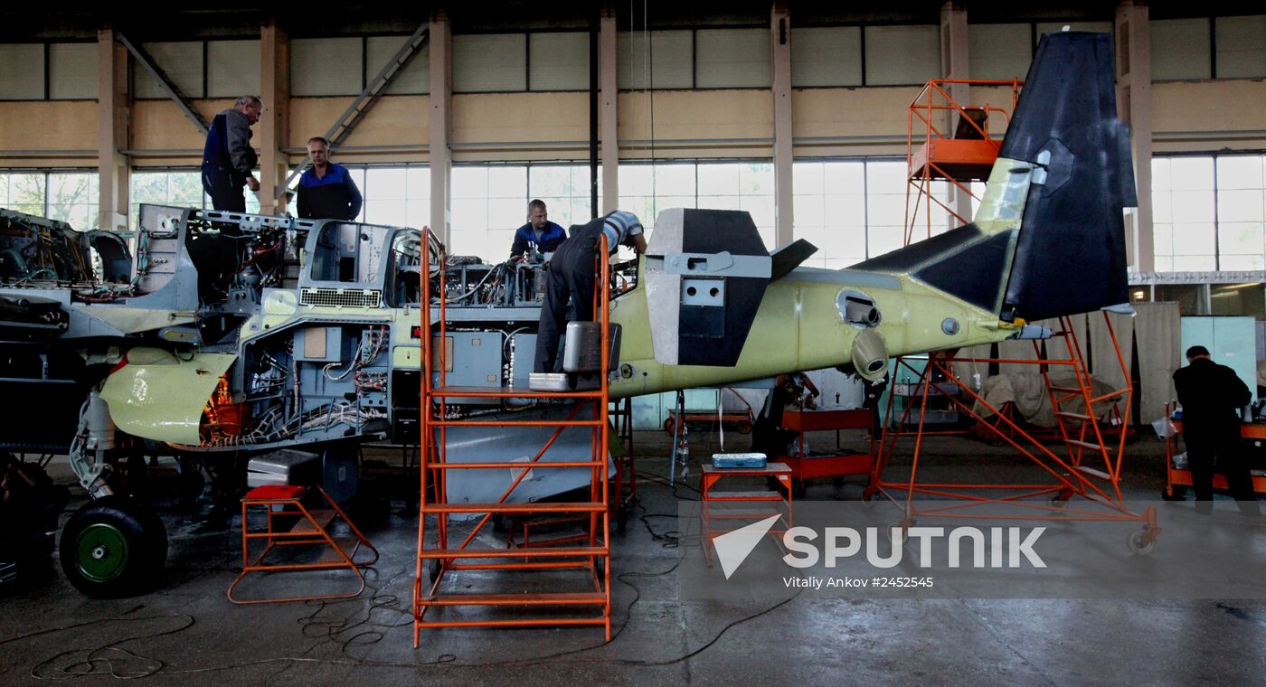 Russia's Deputy Defense Minister Yury Borisov visits Progress Aviation Plant in Arsenyev, the Primorye Territory