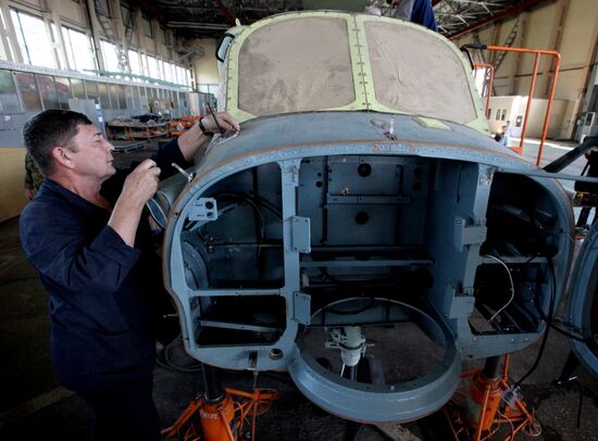 Russia's Deputy Defense Minister Yury Borisov visits Progress Aviation Plant in Arsenyev, the Primorye Territory