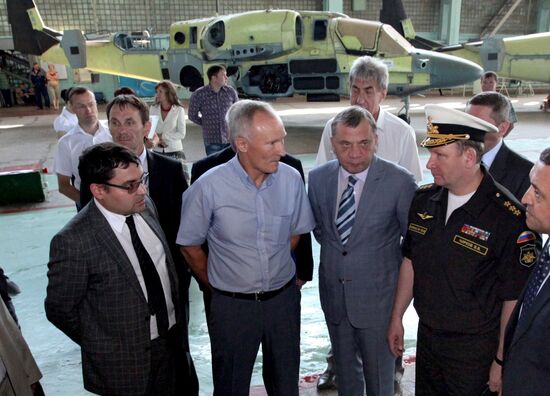 Russia's Deputy Defense Minister Yury Borisov visits Progress Aviation Plant in Arsenyev, the Primorye Territory