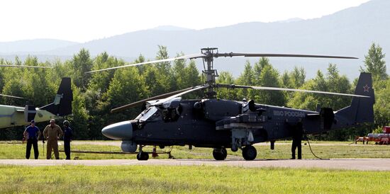 Russia's Deputy Defense Minister Yury Borisov visits Progress Aviation Plant in Arsenyev, the Primorye Territory