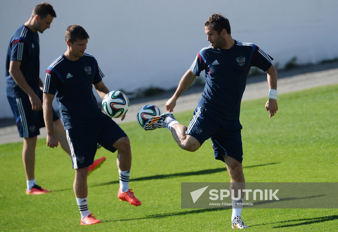 Football. FIFA World Cup. Training session of Russian team