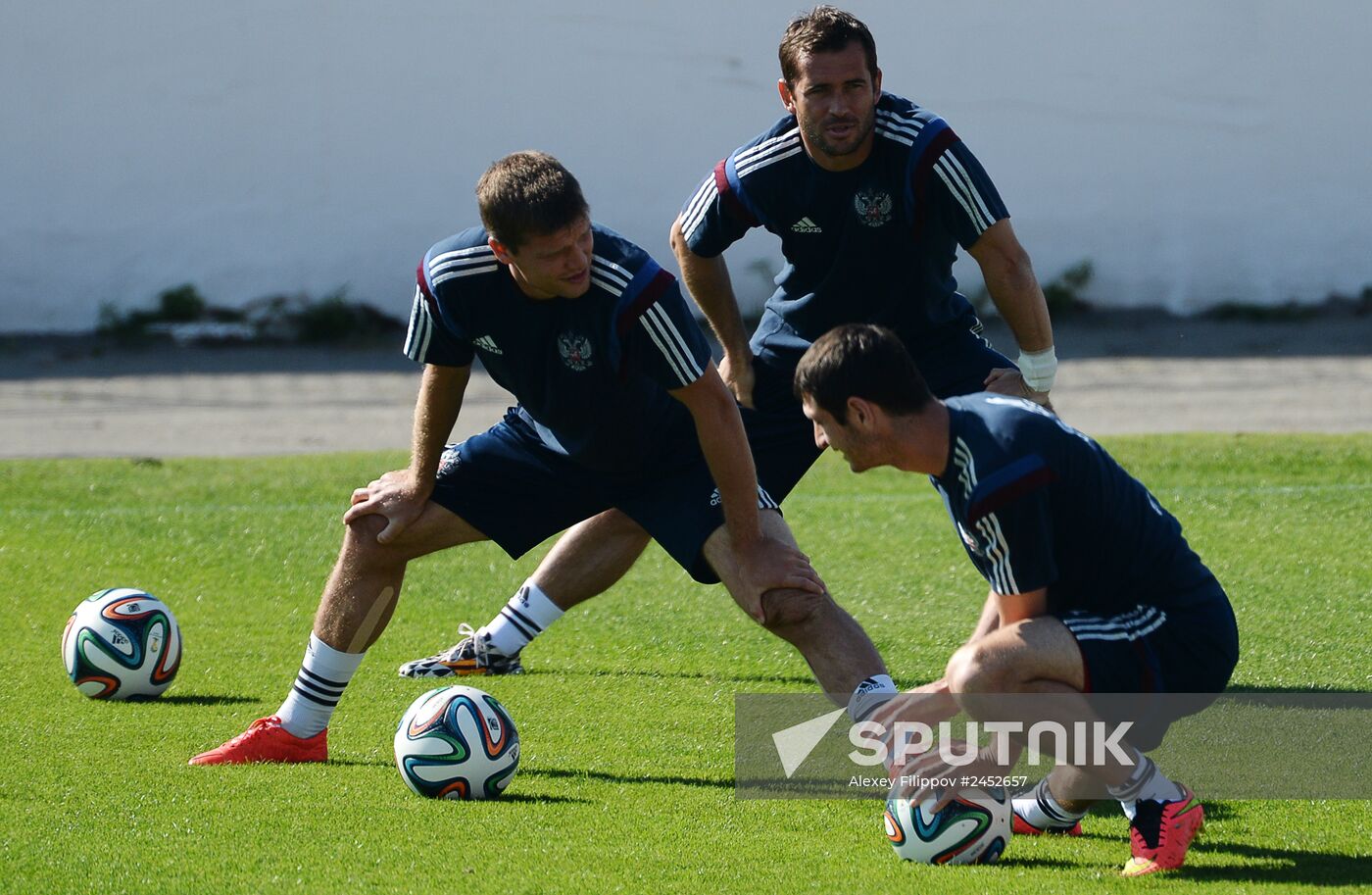 Football. FIFA World Cup. Training session of Russian team