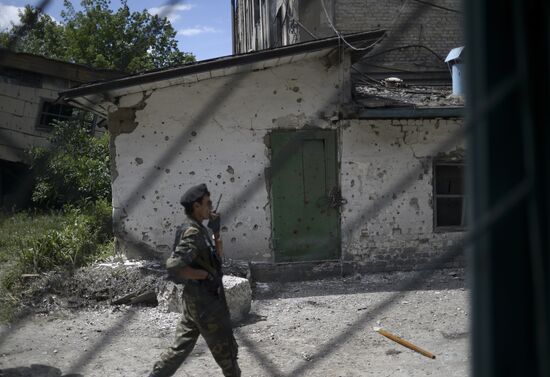 Aftermath of artillery shelling of Privolye in Lugansk Region