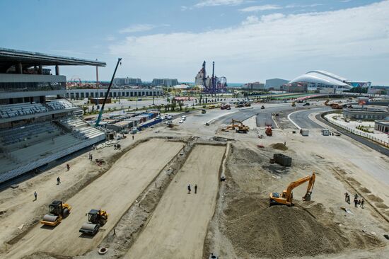 Building the Formula 1 motor racing circuit in Sochi