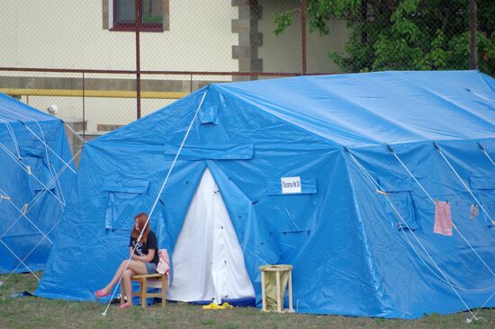 Refugee camp in Sevastopol with residents of southeastern Ukraine