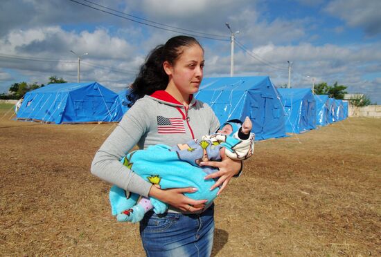 Refugee camp in Sevastopol with residents of southeastern Ukraine