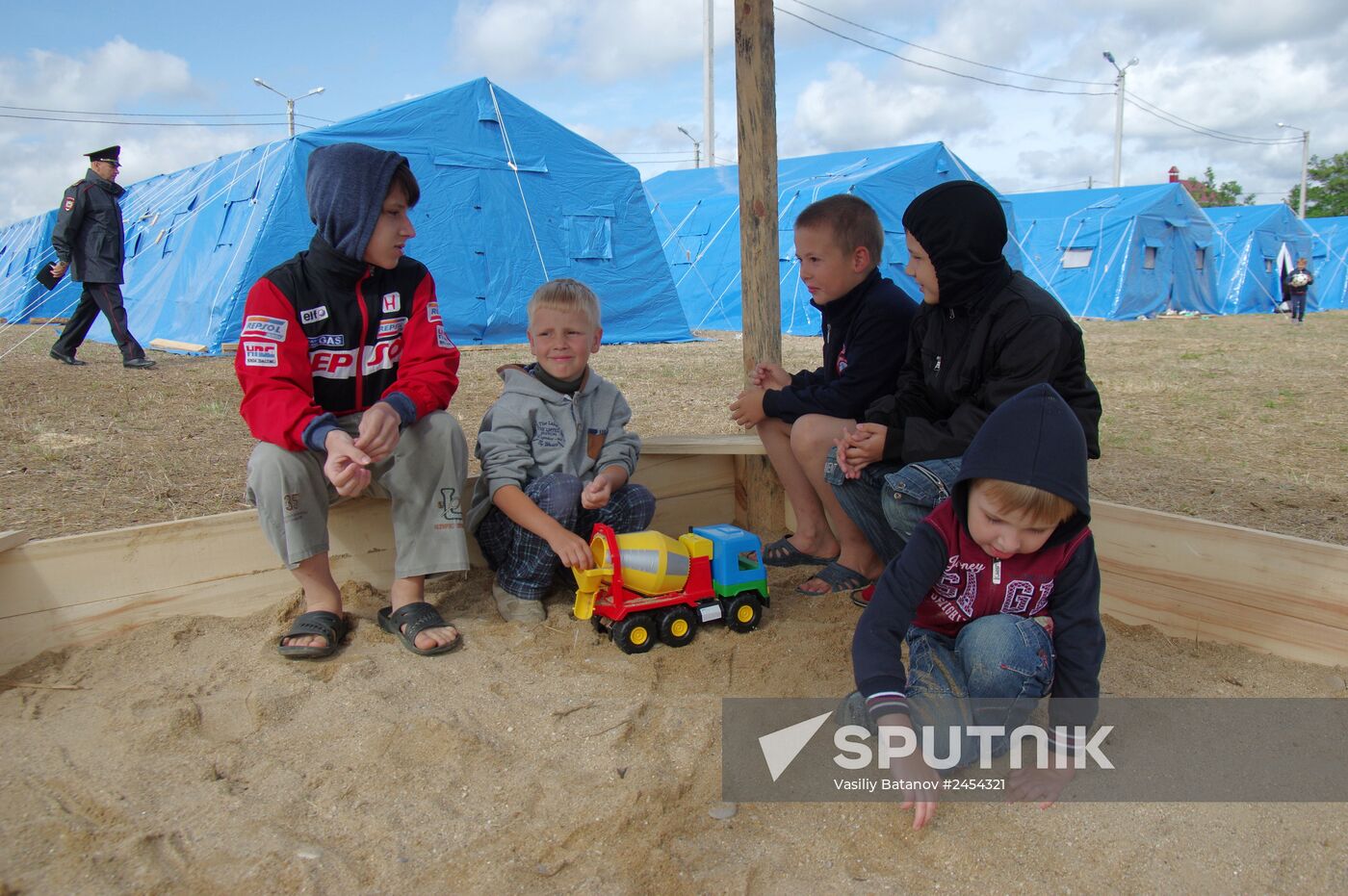 Refugee camp in Sevastopol with residents of southeastern Ukraine