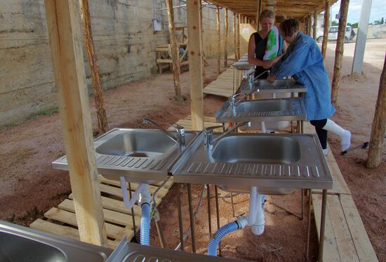 Refugee camp in Sevastopol with residents of south-eastern Ukraine