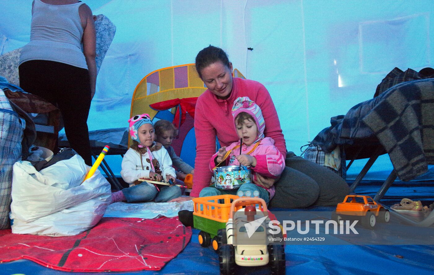 Refugee camp in Sevastopol with residents of southeastern Ukraine