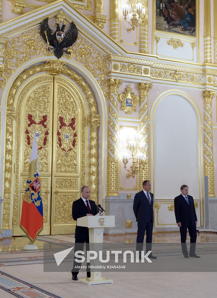 Ceremony of presenting credentials to Russian President Vladimir Putin