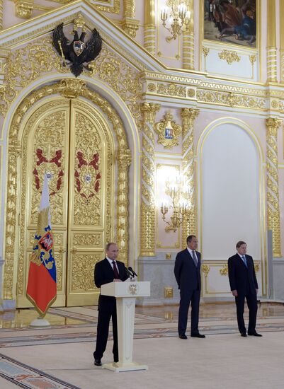 Ceremony of presenting credentials to Russian President Vladimir Putin