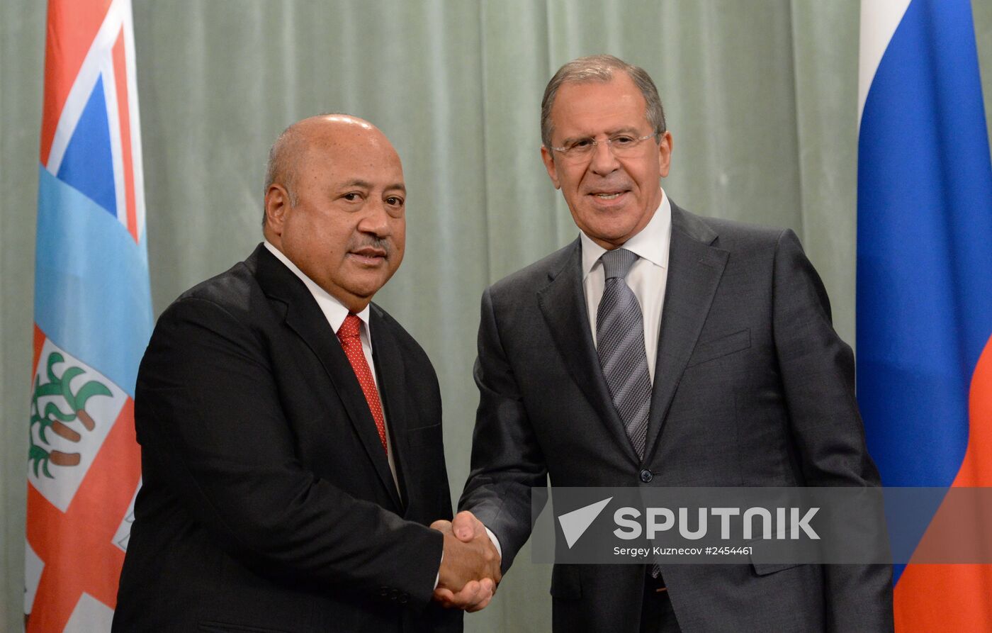 Foreign Affairs Ministers of Russia and Republic of Fiji Sergei Lavrov and Inoke Kubuabola