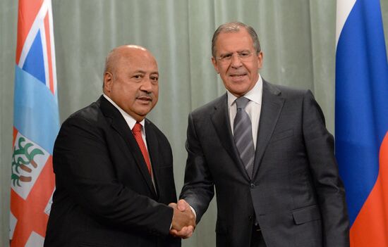 Foreign Affairs Ministers of Russia and Republic of Fiji Sergei Lavrov and Inoke Kubuabola