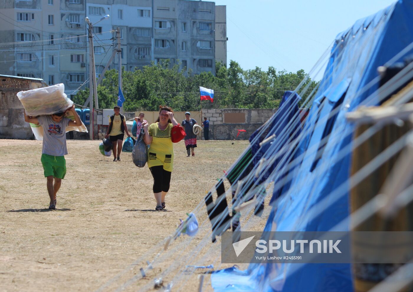 Tent camp in Sevastopol for refugees from Donbass