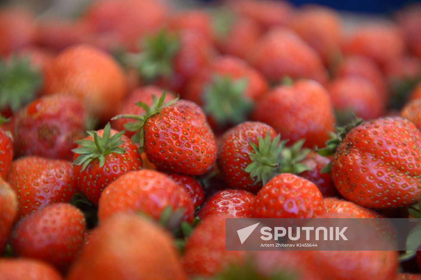 Strawberry sold near Chertanovskaya metro station in Moscow