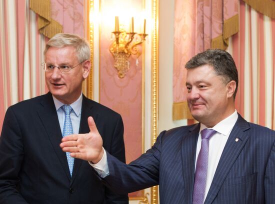 Ukrainian President Petro Poroshenko meets with Swedish Foreign Minister Carl Bildt