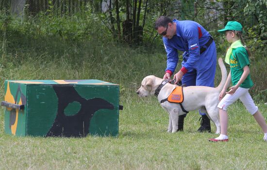 Exercise involving canine squads of Russian Emergencies Ministry