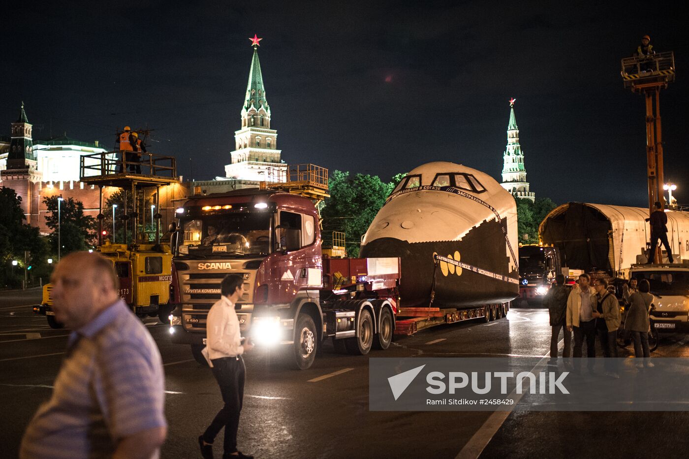 Mockup of Buran spacecraft transported to VDNKh