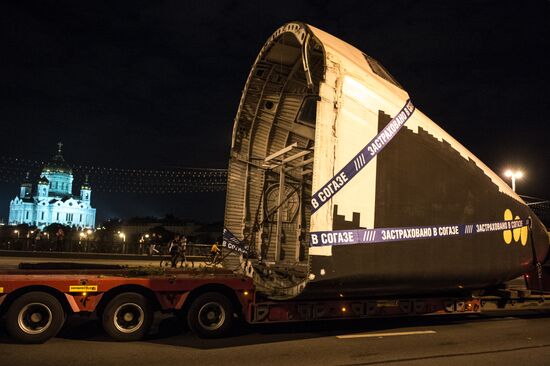 Mockup of Buran spacecraft transported to VDNKh