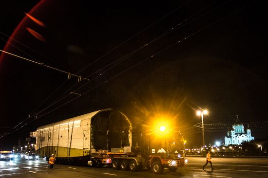 Mockup of Buran spacecraft transported to VDNKh