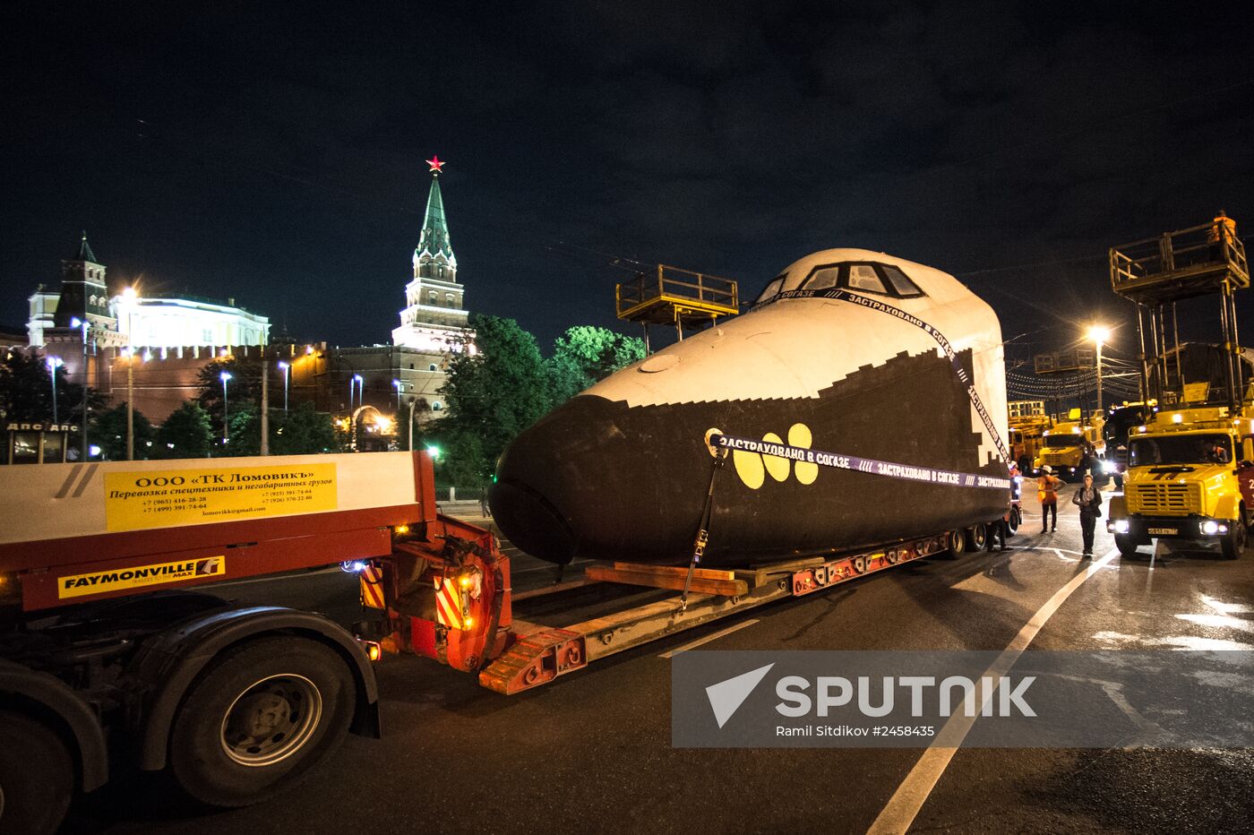 Mockup of Buran spacecraft transported to VDNKh