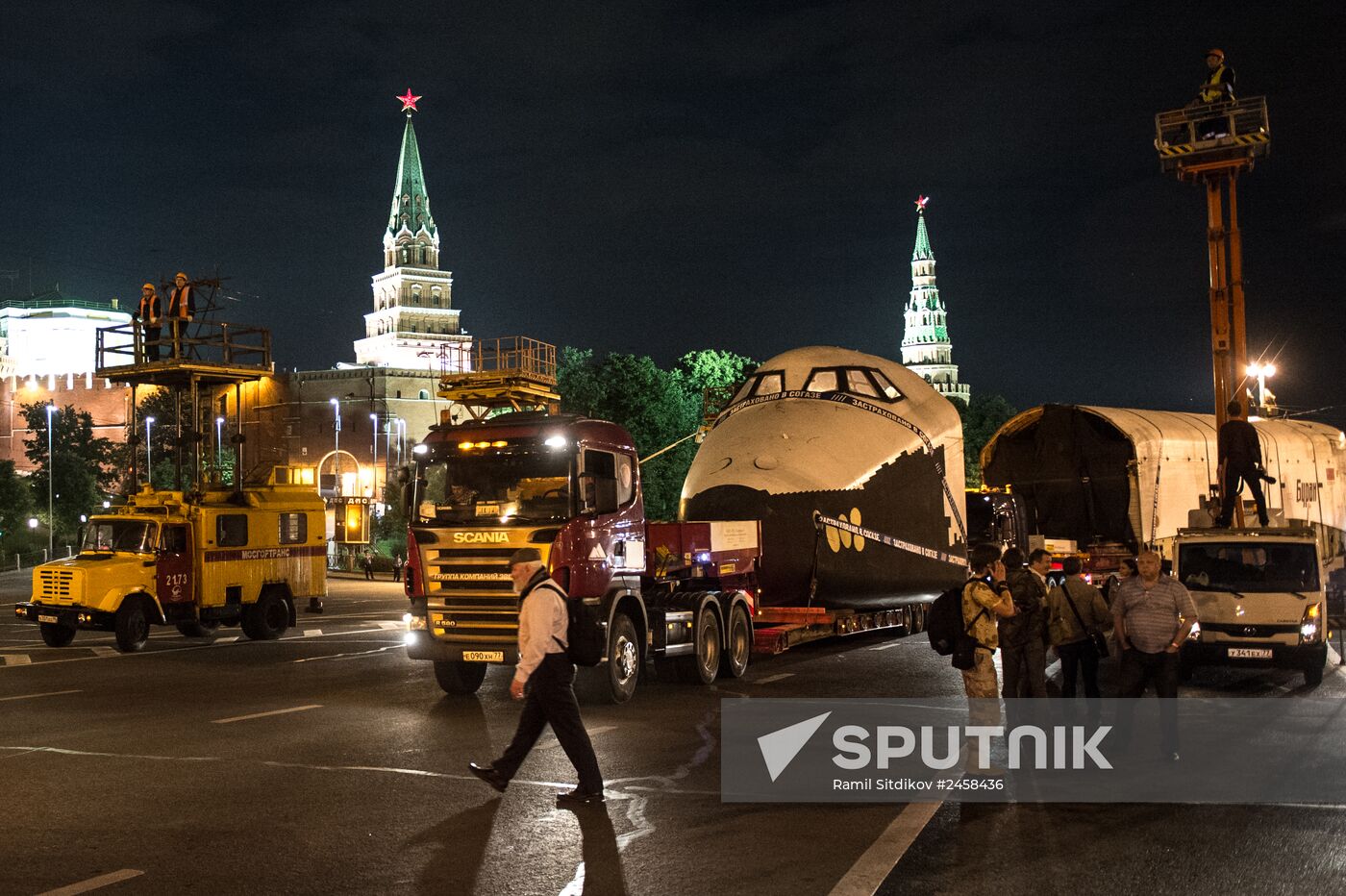 Mockup of Buran spacecraft transported to VDNKh