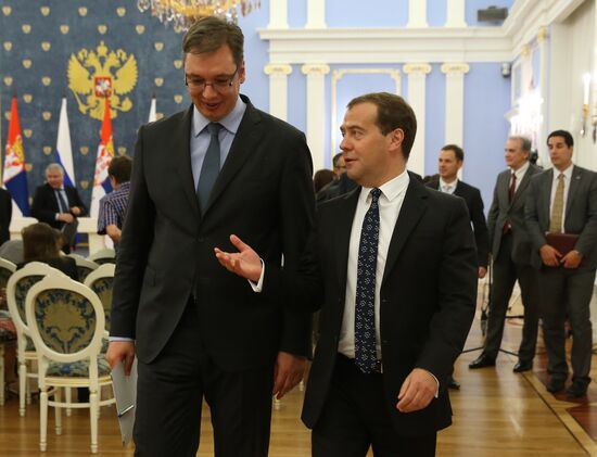 Dmitry Medvedev holds meeting with Serbian Prime Minister Aleksandar Vučić