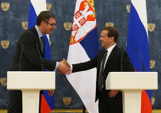 Dmitry Medvedev holds meeting with Serbian Prime Minister Aleksandar Vučić