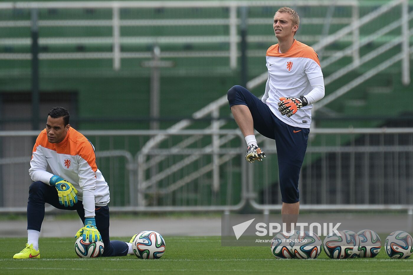Football. FIFA World Cup. Dutch team training session