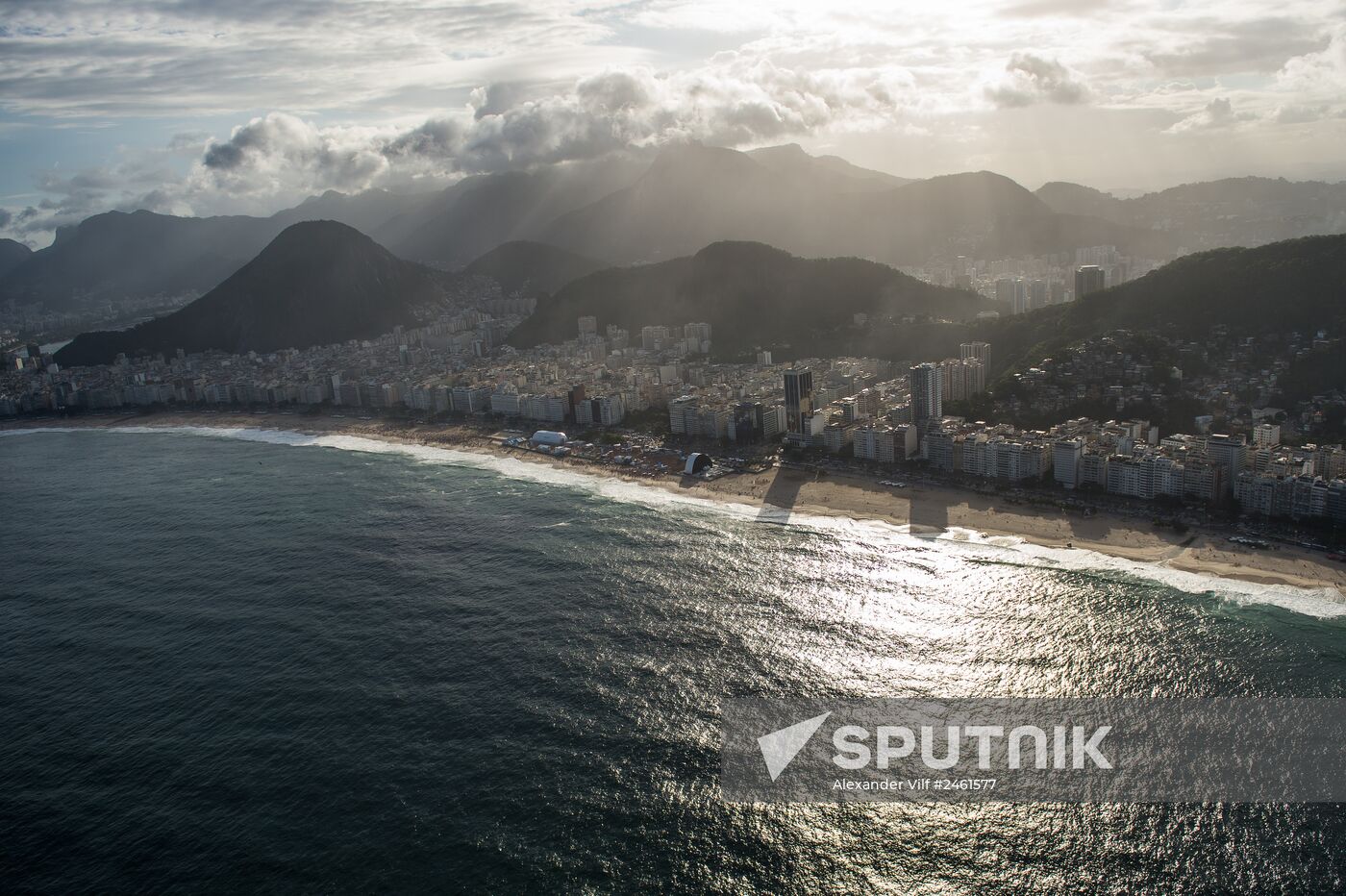 Broadcast of match for 3rd place in World Cup 2014 on Copacabana Beach in Rio de Janeiro