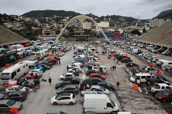Argentinian football fans at tent camp in Rio de Janeiro