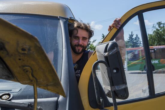 The work of a shuttle taxi driver in Omsk, Russia