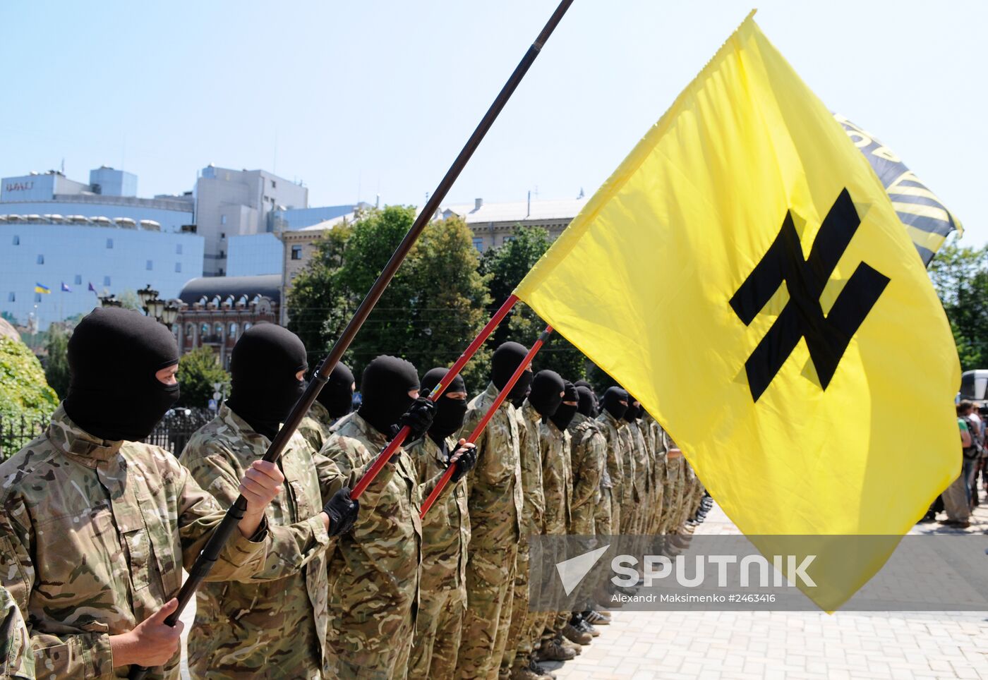 Azov battalion soldiers take oath in Kiev before being sent to Donbass