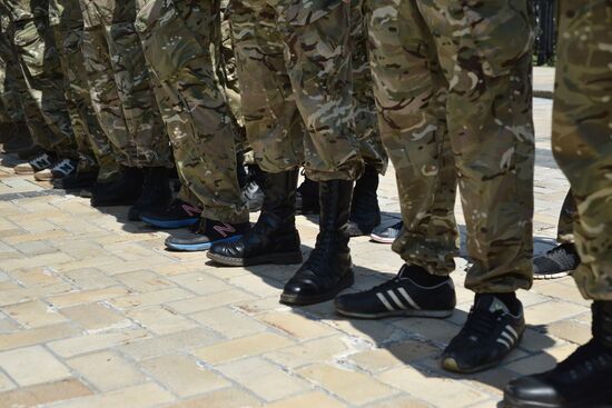 Azov battalion soldiers take oath in Kiev before being sent to Donbass