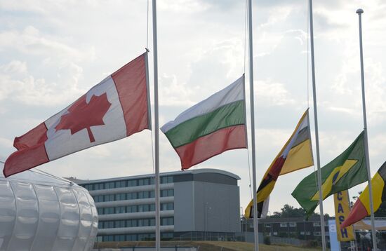 Flags flown at half mast at Farnborough International Airshow due to air crash in Ukraine