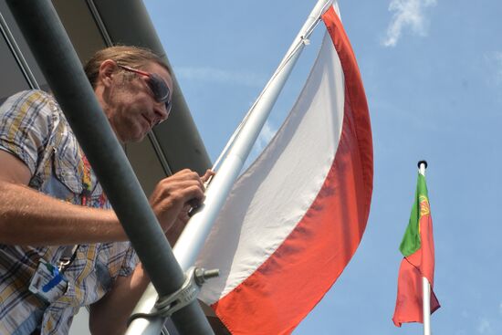 Flags flown at half mast at Farnborough International Airshow due to air crash in Ukraine