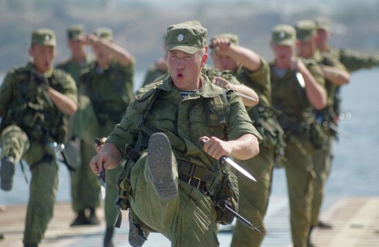 Rehearsing for Navy Day parade in Sevastopol