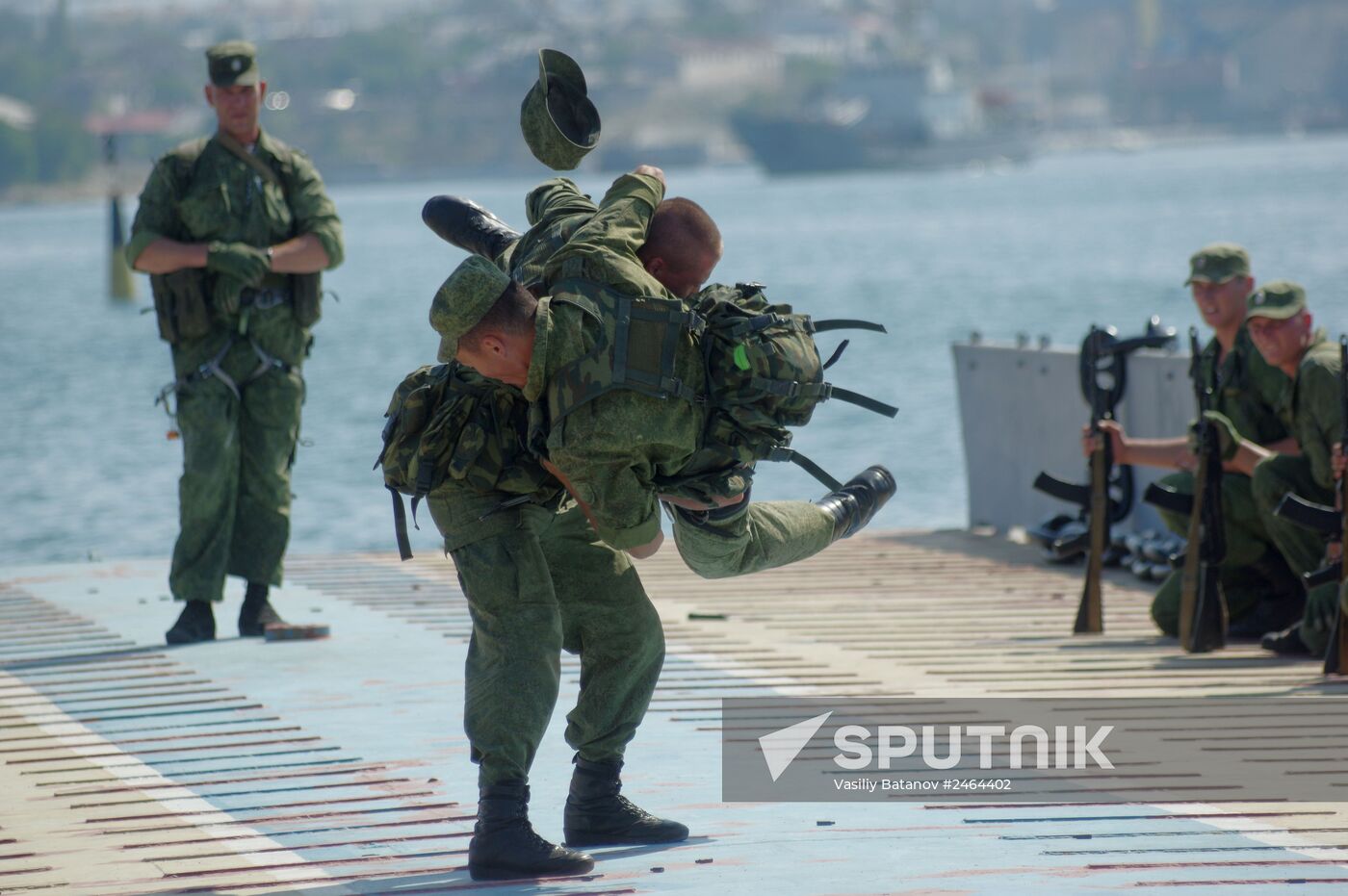 Rehearsing for Navy Day parade in Sevastopol