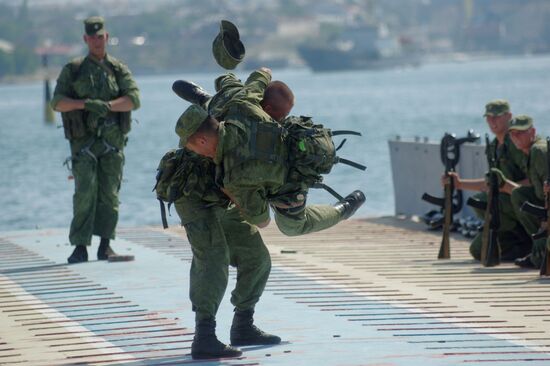 Rehearsing for Navy Day parade in Sevastopol
