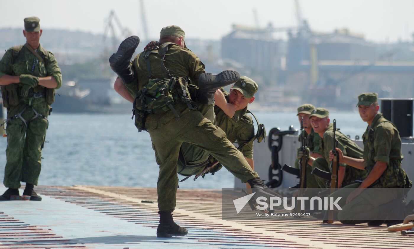 Rehearsing for Navy Day parade in Sevastopol