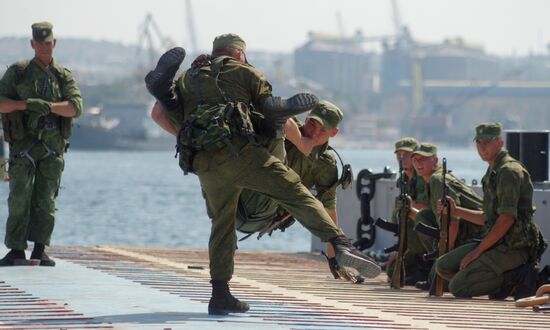 Rehearsing for Navy Day parade in Sevastopol