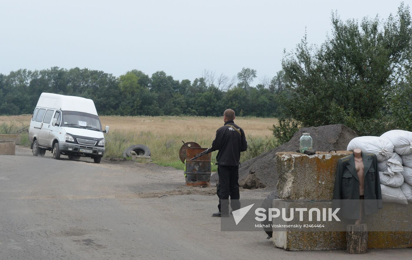 Checkpoint of St. Nicholas Cossack Regiment in Chernukhino, Lugansk Region